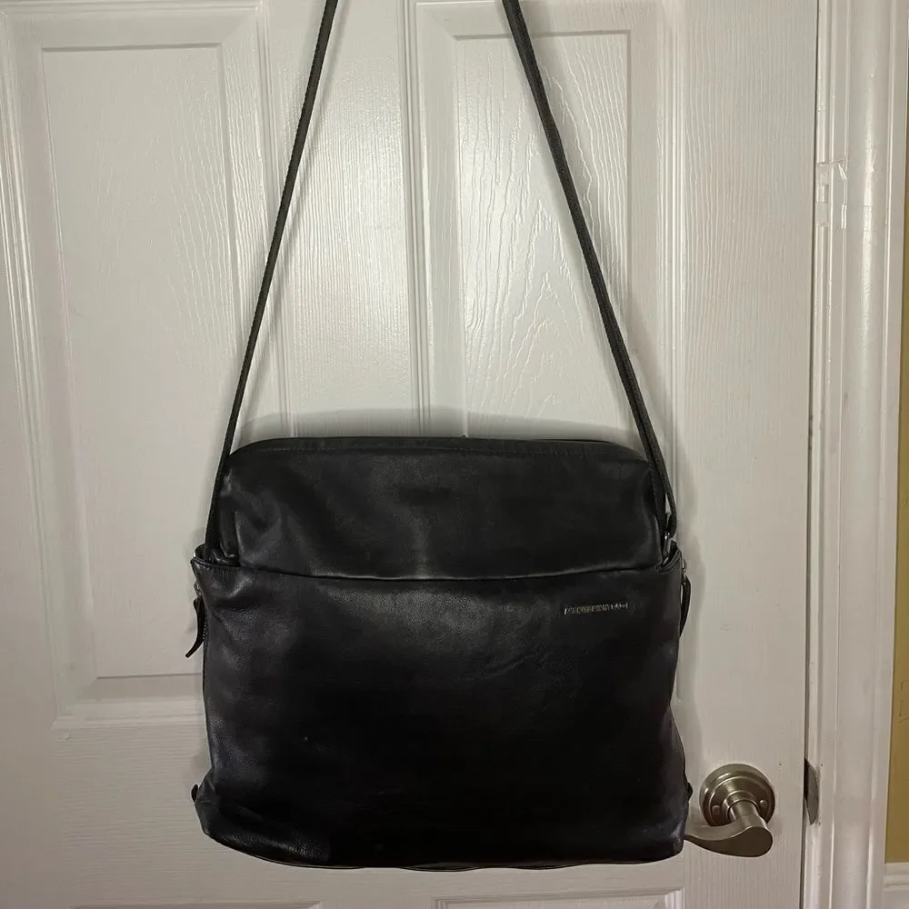 Mandarina Duck Soft Leather Black laptop,Computer office shoulder bag